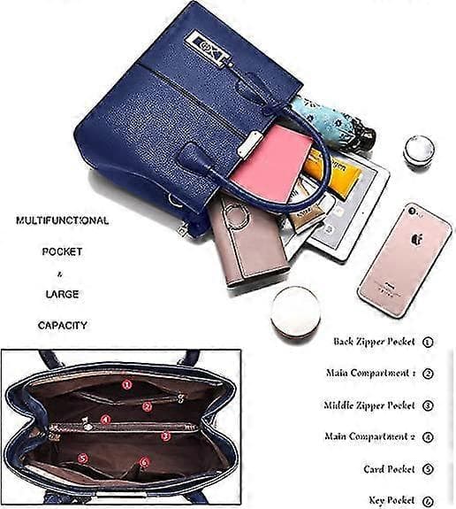 Damväska handväska Läder Crossbody Väskor och Handväskor för Kvinnor Blue