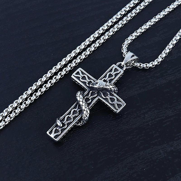 Punk Snake Cross hänge halsband för män