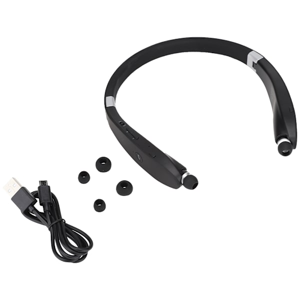 Foldbare Trådløse Bluetooth Nakkebøjle Hovedtelefoner Sort