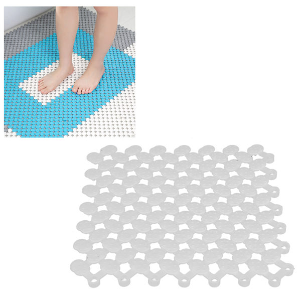 6-pack 20x20cm Halkfria Sammankopplingsbara Golvmattor för Kök, Badrum, Dusch, Pool, Balkong (Vit)