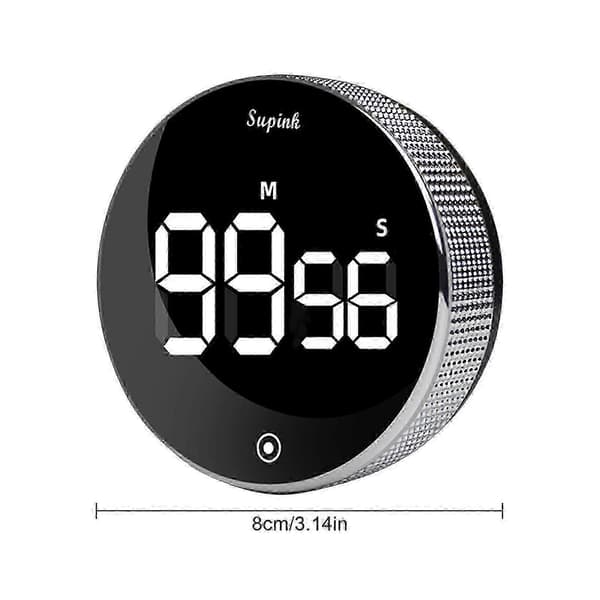 Digital LED Timer Manuel Nedtællingsalarmur Magnetisk Stopur Brusebadstimer Black