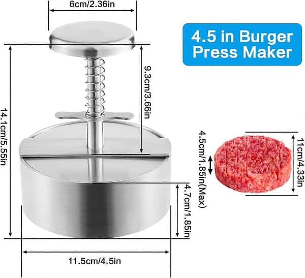 Justerbar Hamburgerpress 11,4 cm 304 Rostfritt Stål Hamburgerpress