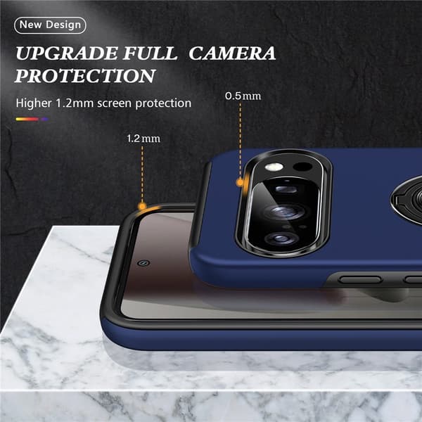 Til Pixel 10 Pro / Pixel 10 Deksel Hybriddeksel med Fingerring - Blå Dark blue blue