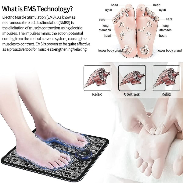 Ems Foot Massager Elektrisk Fotmassage Pad Fötter