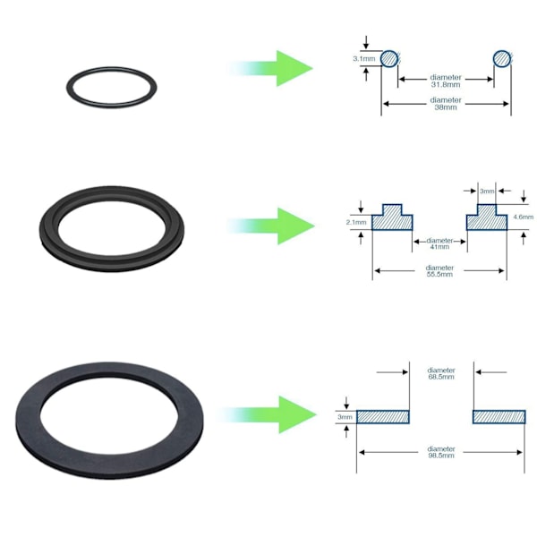 6-Pakning Gummiskiver og Ringer for Intex Basseng Plunger Ventiler 10745, 10262, 10255