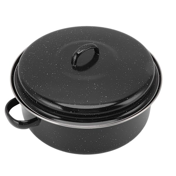 Husholdnings stegepande med sort plettet finish, non-stick grillgryde med låg, ideel til stegte søde kartofler og kastanjer, 28 cm jernlåg