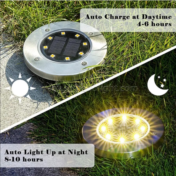 Utomhusbelysning - Markspotlights - 8 LED - Solceller - (2-Pack)