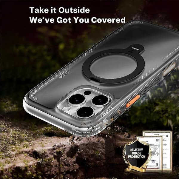 iPhone 16 Pro Max magnetisk deksel - TORRAS Ostand Q3 Air Series, stativ TPU+PC bakside Black