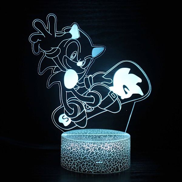 3d nattlampa Sonic boy Sonic färgglada touch led bord Crack Base: Touch Timing Controls ZB-2614