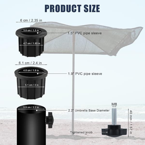 Varaparts for parasol base - Varaparts for parasol - Includes 4 pcs. parasol hole ring and 2 pcs. hand screw knobs - Parasol accessories...[dt]