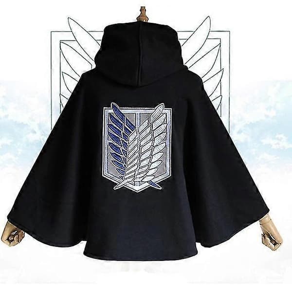 Anime Attack On Titan Kappe Shingeki No Kyojin Scouting Legion Eren / Levi Kapper Cosplay Kostume sort black M