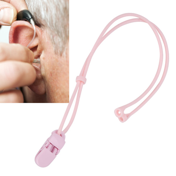 HT Cross-Border Operations Expert: Pink Silicone Elastic Clip Rope Lanyard til børns BTE høreapparater Pink