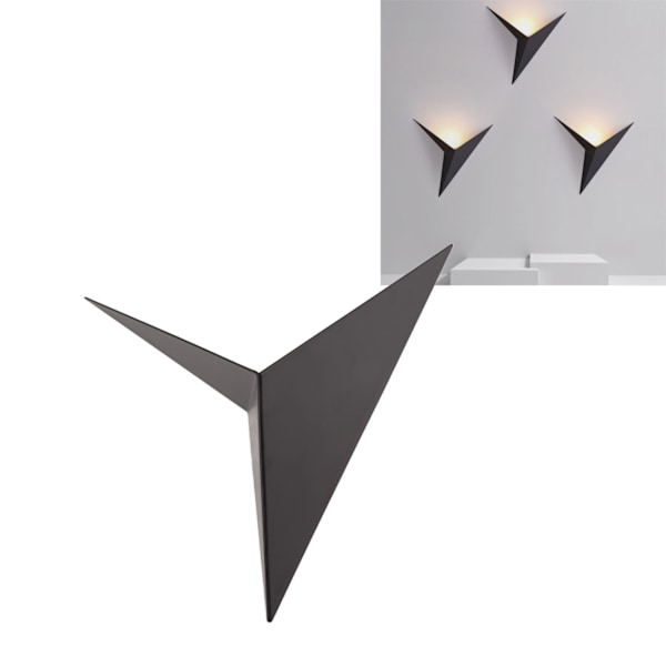 Moderne Jern LED Vegglampe - Trekantet Varmt Lys for Soverom, Stue, Hotell & Bar (85-265V, Svart)