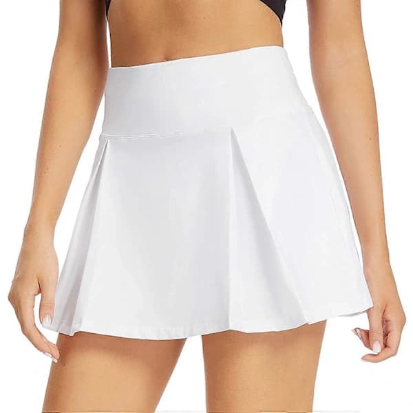Dam hög midja baddräkt kjol med inlägg, säkerhetsshorts, strandkjol Vit White S