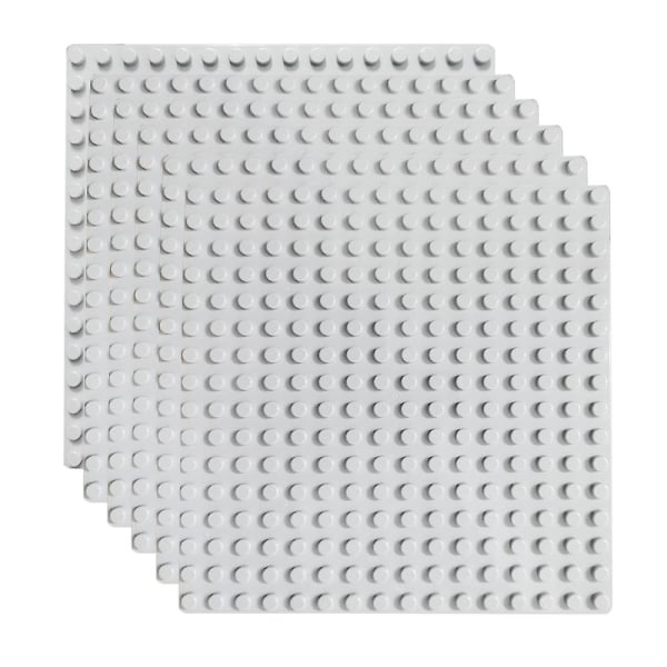 Byggemurstens bundplader, 6-pack byggebase kompatibel med Duplo, Mega og andre større mærke mursten i større størrelse, byggefodplade i blåt, grå Style 2