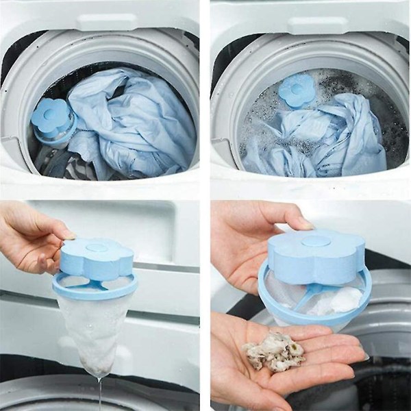 6 st Tvättmaskin Flytande hårfilter Mesh blue