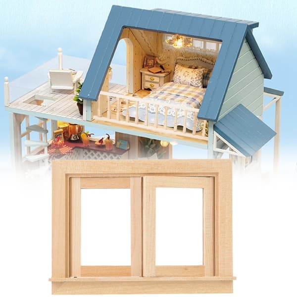 1:12 Dockhus Miniatyr Träfönstermöbler