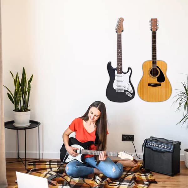 Gitarrväggfäste, Svart Valnöt Trä Gitarrhängare, U-formad Gitarrväggfäste, Gitarrhållare Krok Stativ Vägg för Akustisk, Elgitarr