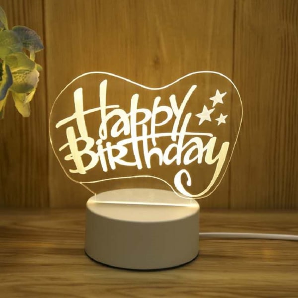 3D Nattlampa Smart Home Creative Barn presentbordslampa Charging colorful models Happy birthday