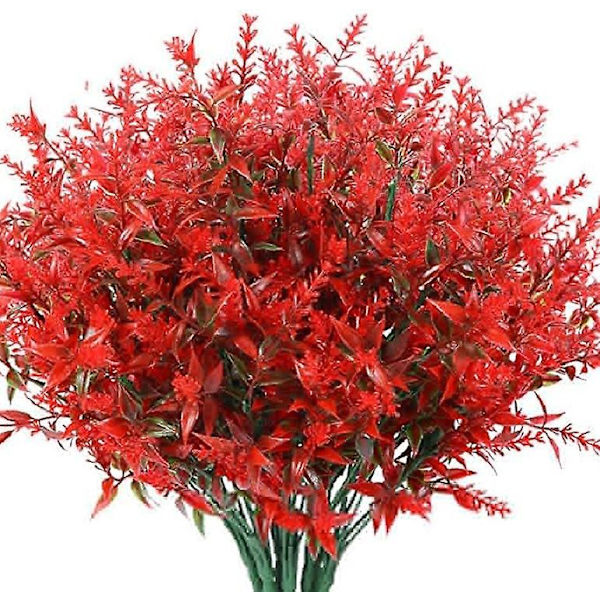 8st konstgjorda lavendelväxter Falska blommor Plaststjälkar Red 3