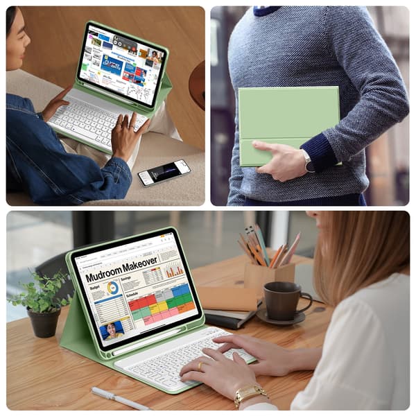 Bluetooth-tastaturcover til iPad Air1/2/Pro 9,7 tommer (engelsk) green
