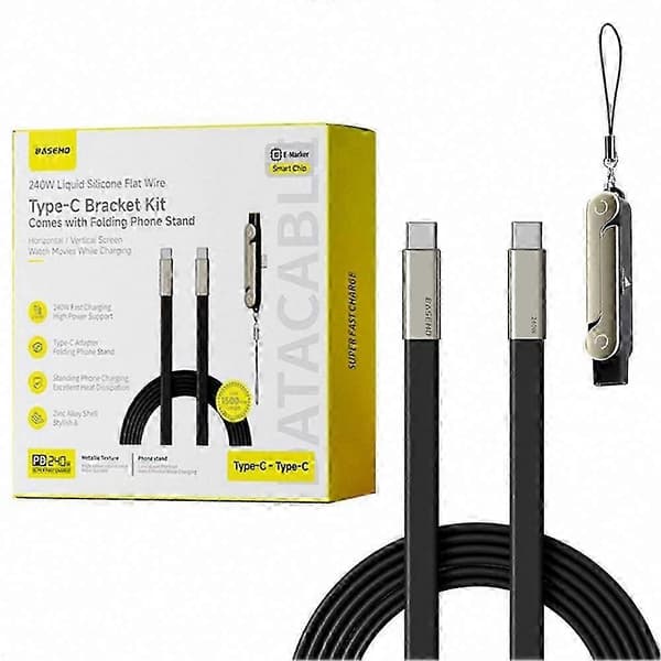 240W pikalatauskaapeli ja teline Type-C-laitteille Single Adapter Black