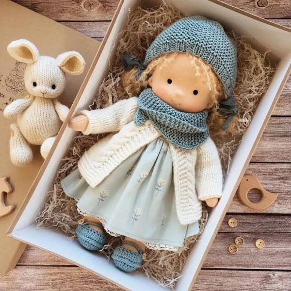 Waldorf Doll Plysch Baby Doll Handgjord plyschdocka med kläder style 9