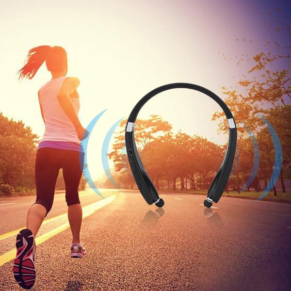 Vikbara Trådlösa Bluetooth Hörlurar med Nackband Svart