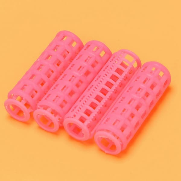 24 stk. lyserøde plastik DIY hårstyling-rullekrøllere med clips