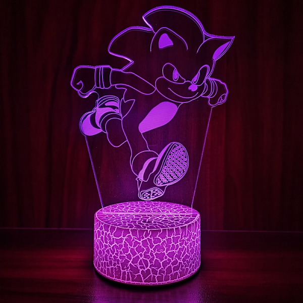 Sonic Series 3D Light LED Nattlampa Sängbordslampa Black base: colorful controller LBE-SNK-06