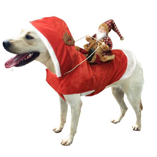 Juldräkter för husdjur Tomte Riddräkt Renväxlare Juldräkter för husdjur Red Brown XL chest size adjustable 64-80cm