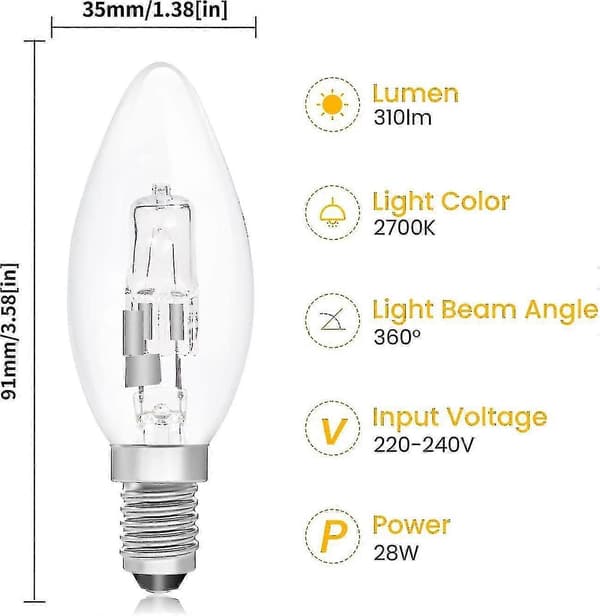 10-pak B15D 42W Halogen Kertepærer Dæmpbare