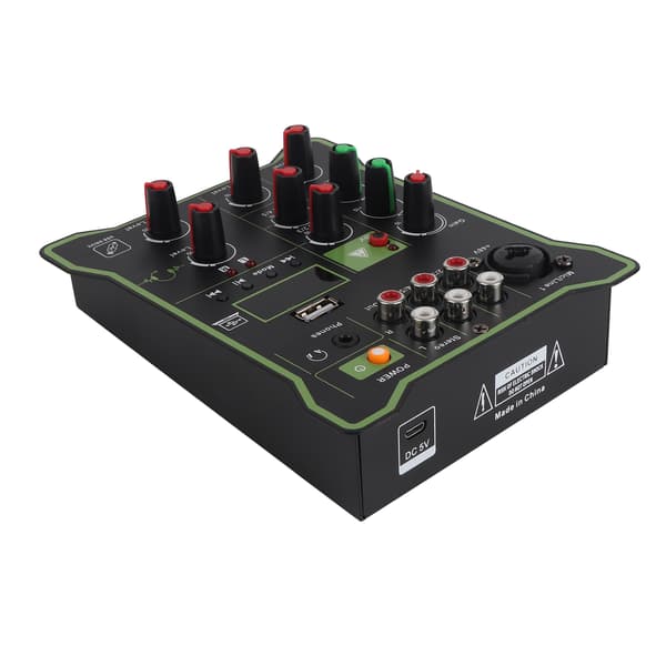 5-kanals linjemixer mini-lydmixer med Bluetooth USB-efterklangseffekt til mobiltelefoner, tablets og computere