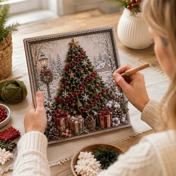 Keyrose 3D juleklud Poke Art DIY håndværkssæt til voksne og begyndere Multicolor