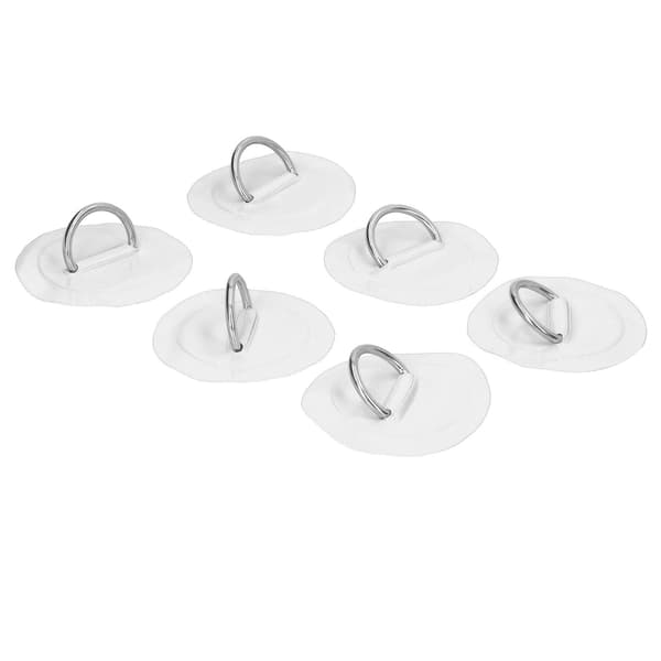 6 stk Oppblåsbare Båt Kajakk D-Ring Pute Patch Marine Fast Spenne med Elastisk Bungee-Snøre (Hvit)
