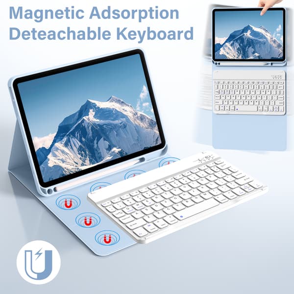 Bluetooth-tastaturdeksel for iPad Air1/2/Pro 9,7 tommer (engelsk)—dt blue
