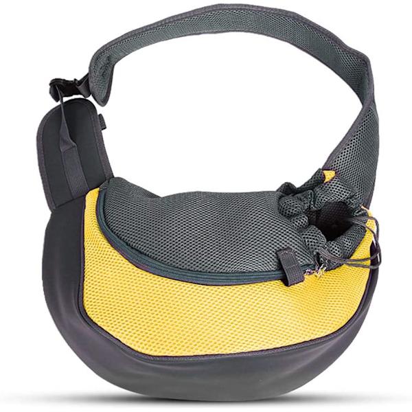 Bärbar Pet Messenger Bag för hundar Katter Valp andas Mesh yellow