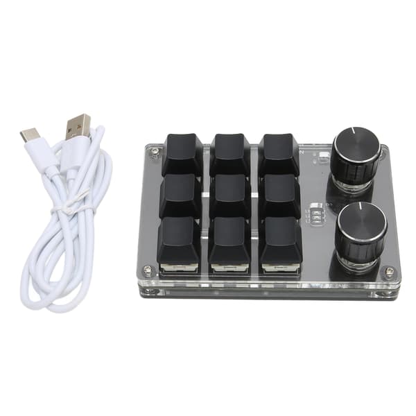 Mekaniskt speltangentbord 9 tangenter 2 rattar USB Trådlöst dubbelläge DIY Programmerbart tangentbord