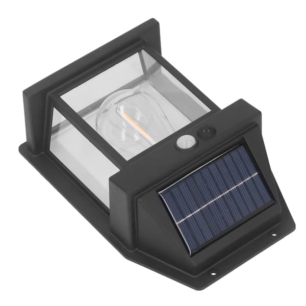 Solar Udendørs Væglampe Bevægelsessensor LED Lys Vandtæt Sort Vægmontering