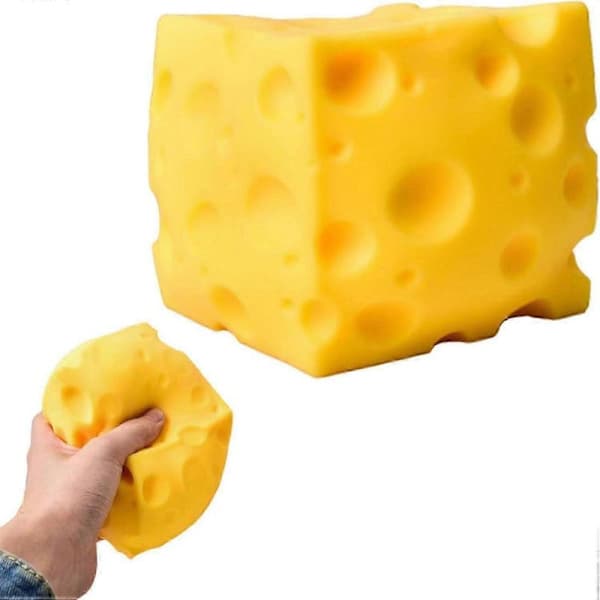 Super osteagtige, super bløde osteblokke, Jumbo klemmeoste, gule, langsomt stigende bløde oste til stresslindring - Sensorisk / Fidget N 10cm 10cm