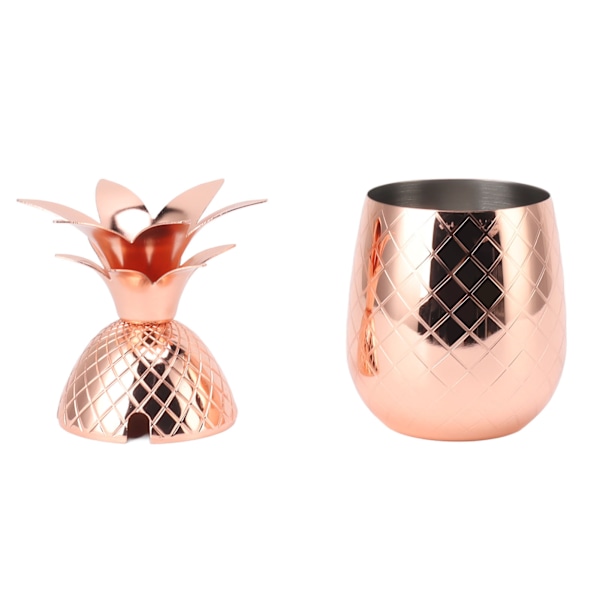 Cocktail Shaker i Rosaguld Ananasform – 500 ml Rustfrit Stål med Poleret Glat Overflade til Hjemmebaren