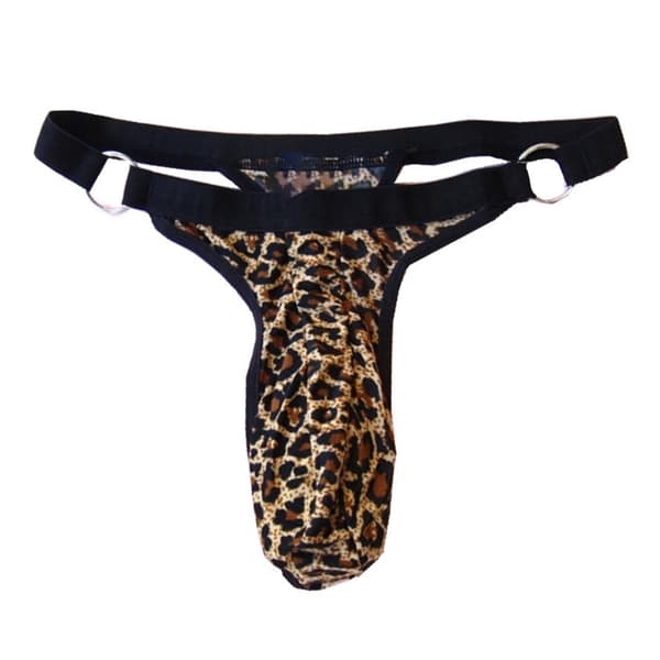 Miesten leopardikuvioiset stringit, pussimalliset G-string-alushousut, alusvaatteet