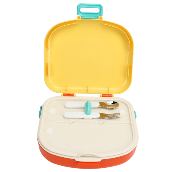 Gul Bento Lunchbox med Separata Fack i ABS, Spänne, Läckagesäker Design, Luftventil, Värmebeständig, Inkluderar Sked och Gaffel Yellow