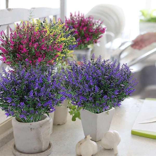 8st konstgjorda lavendelväxter Falska blommor Plaststjälkar Red 1