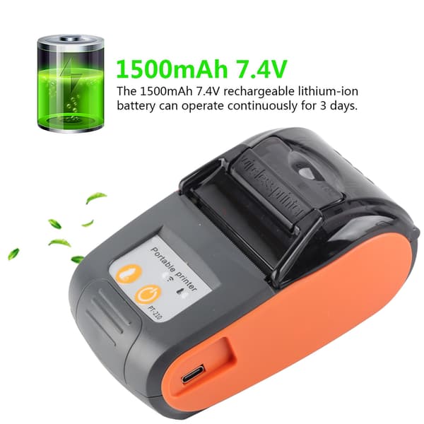 Bærbar Bluetooth Termisk Kvitteringsprinter 58mm Trådløs Kompakt Orange UK