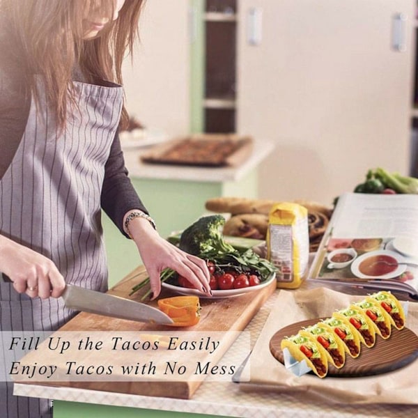 Rustfri Taco Holder i Rustfritt Stål med 6 Riller - Ideell for Piknik, Bakerier og Grillfester