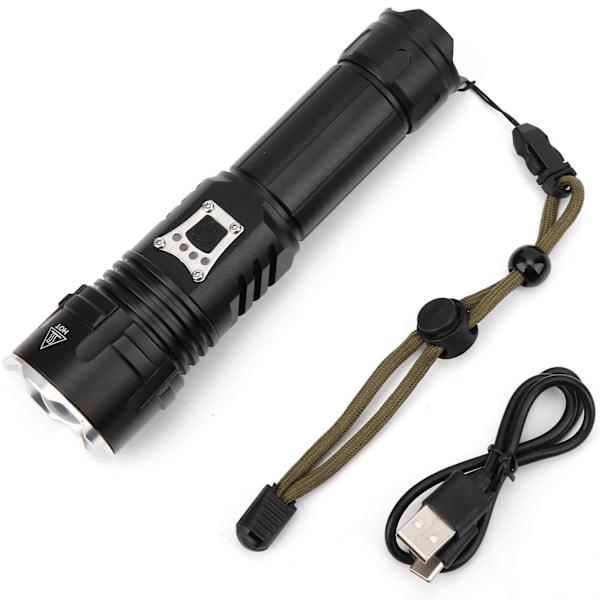 USB Uppladdningsbar Utomhusficklampa med Hög Ljusstyrka, Zoomfunktion och Smart Strömdisplay
