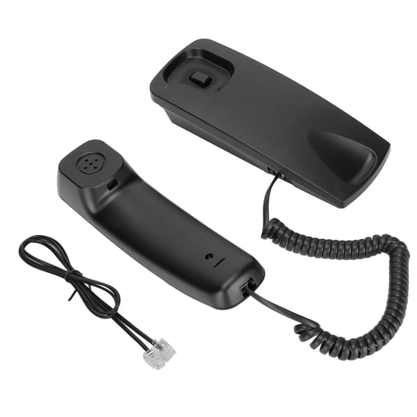 Fastnettelefon til væg med LCD-skærm og nummerpræsentation, sort