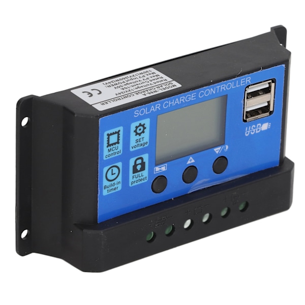 PWM solcellelader med LCD-skjerm for 10A 12V/24V strøm, automatisk gjenkjenningsfunksjon