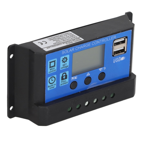 PWM solcelleladningsregulator med LCD-display til 10A 12V/24V strøm, automatisk genkendelsesfunktion